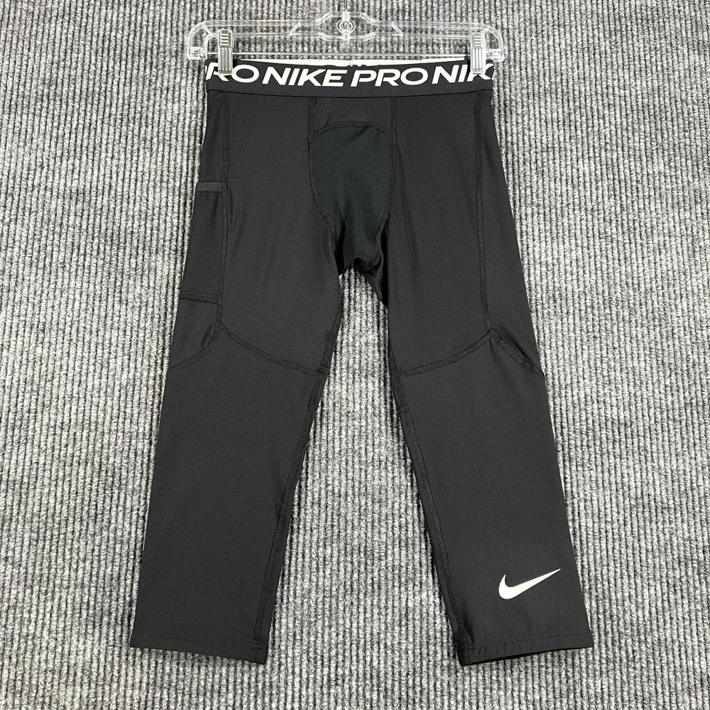 Nike Pro Pants Youth Boys Large Black Dri Fit Active Training Sports Light New